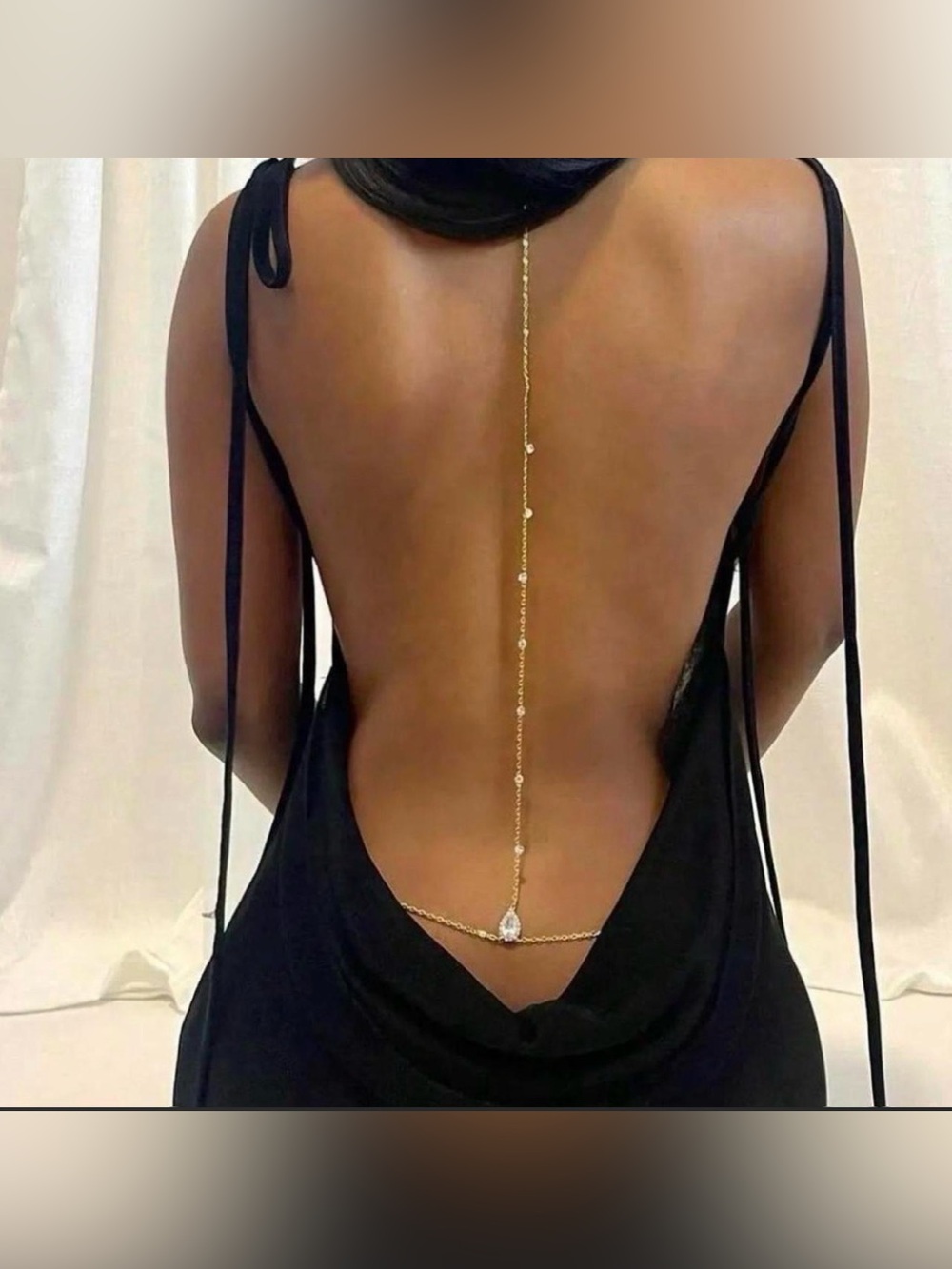 Gold body chain with clear rhinestones/ with choker style necklace
